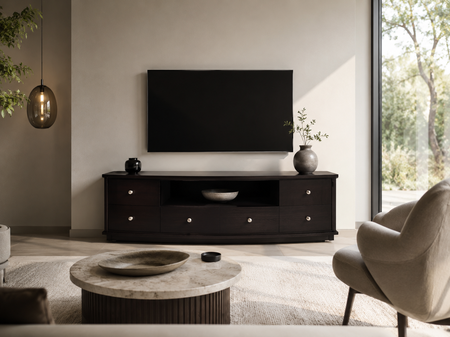 Bowfront Low Tv Unit