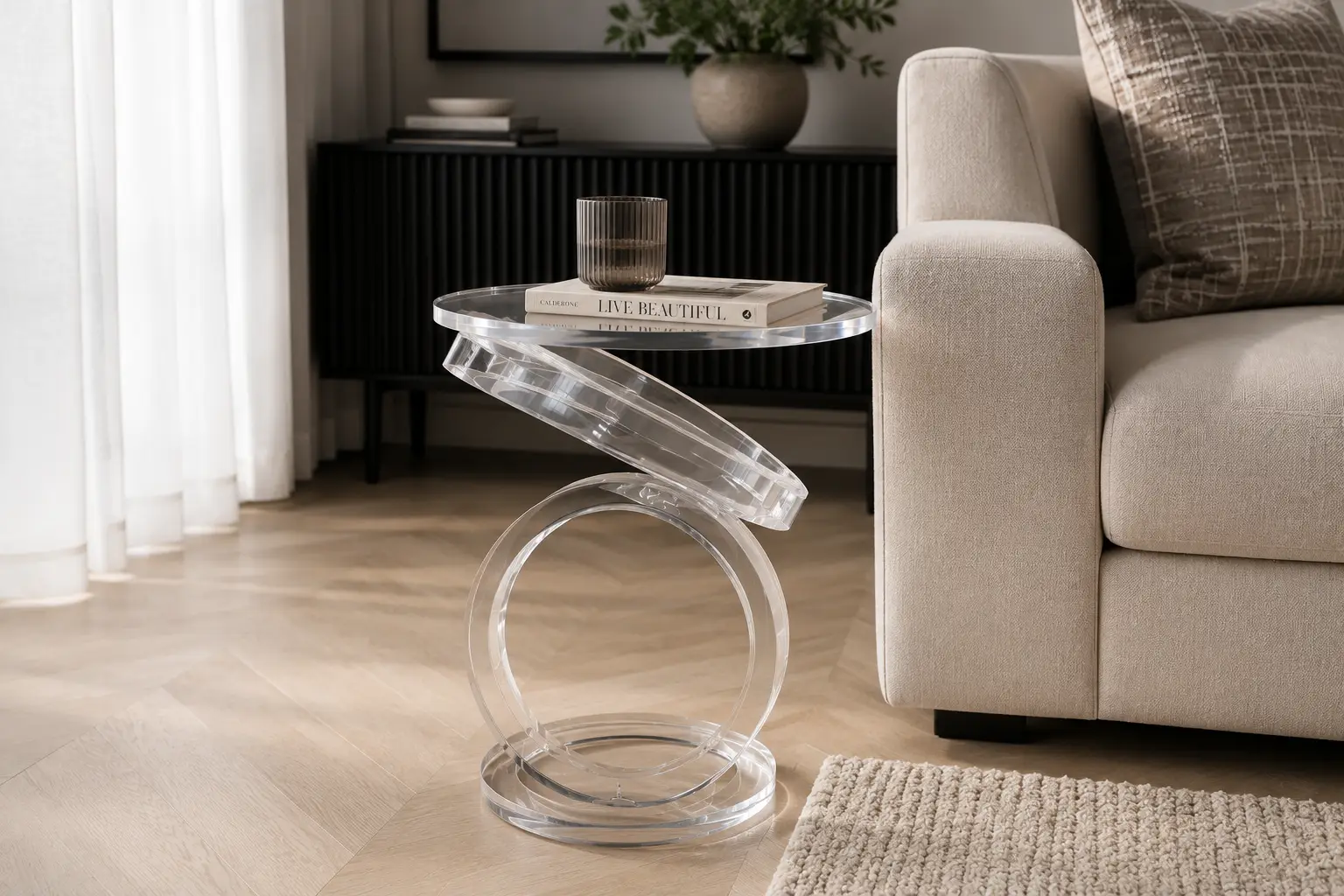 Eclipse Clear Perspex Side Table at House & Haven