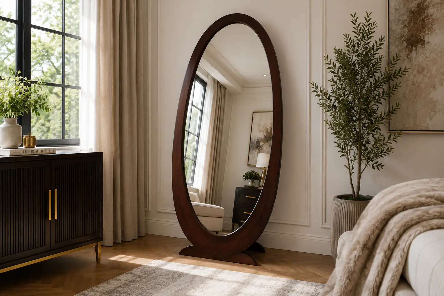 Modern Oval Cheval Mirror at House & Haven