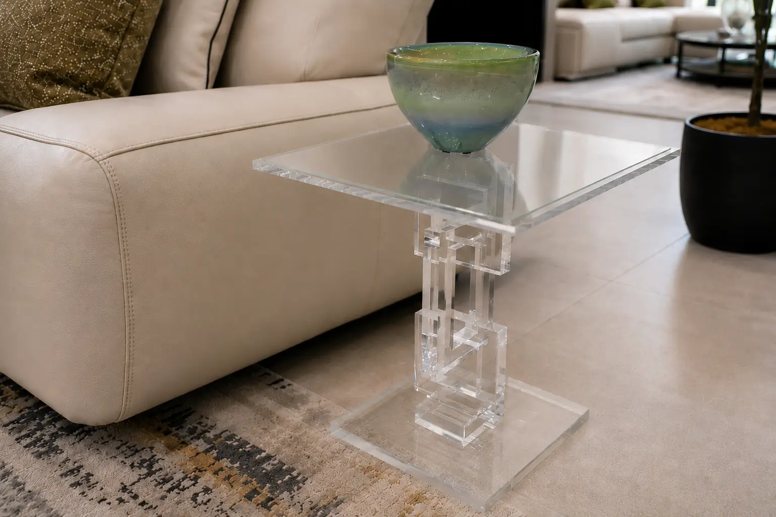 Perspex Block Chain Side Table at House & Haven