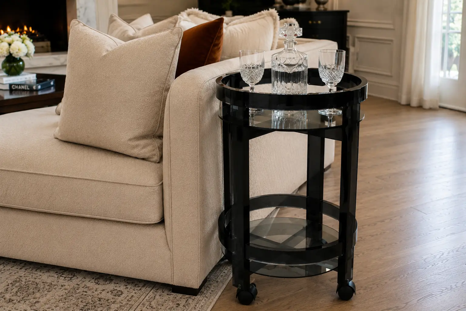 Round Perspex Bar Trolley at House & Haven