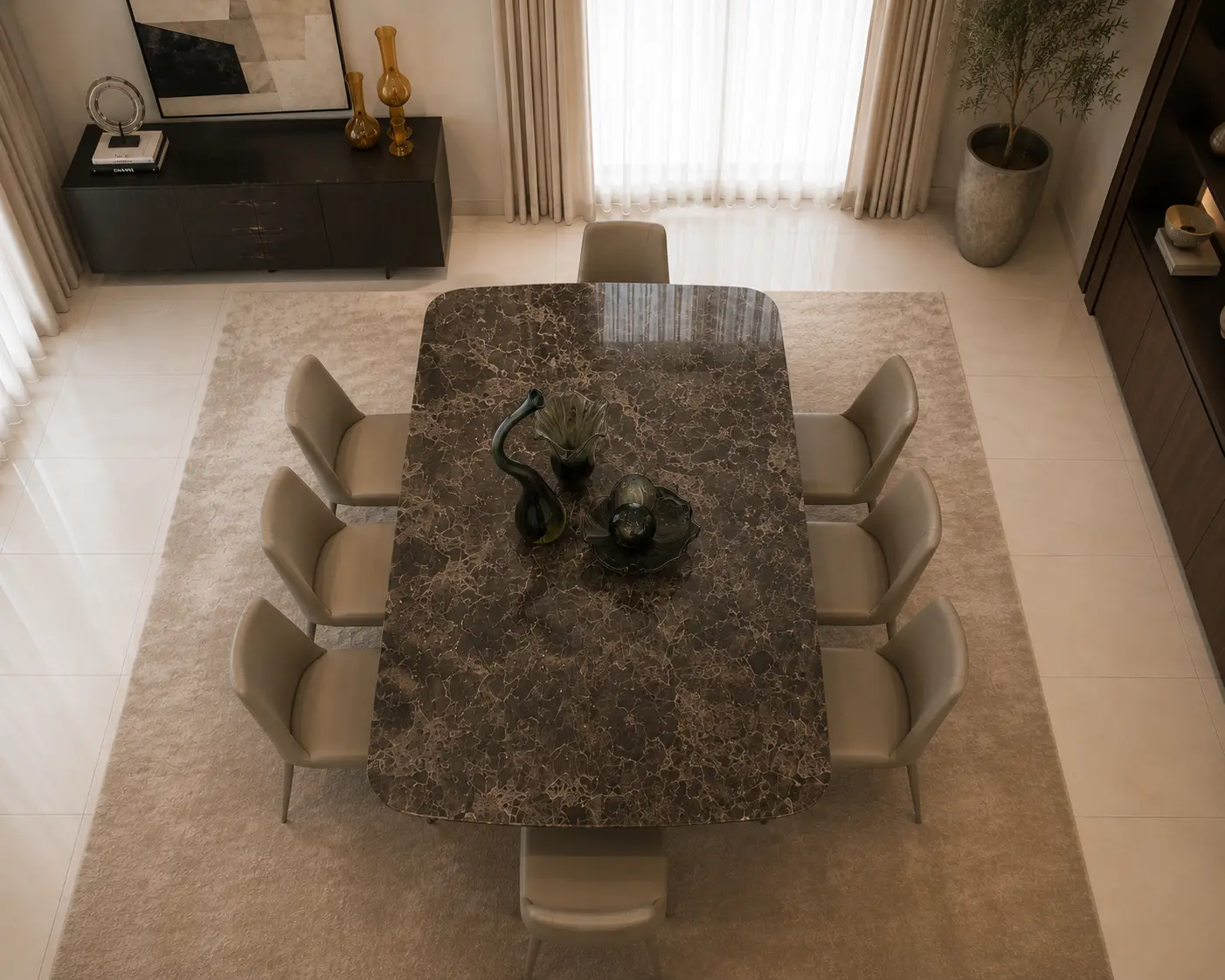Sharp Dining Table with Marble Top at House & Haven