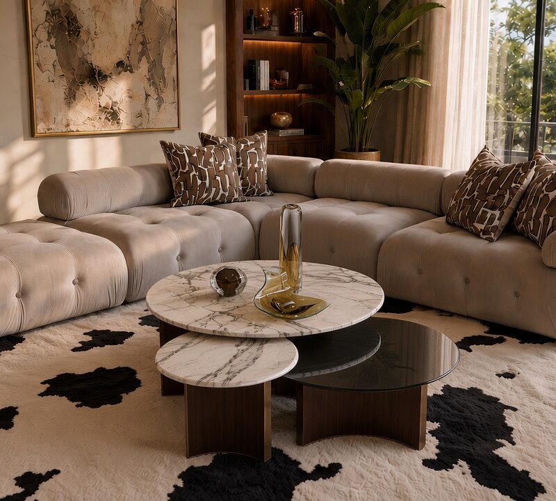 Bubble Corner Sofa in a styled living room scene