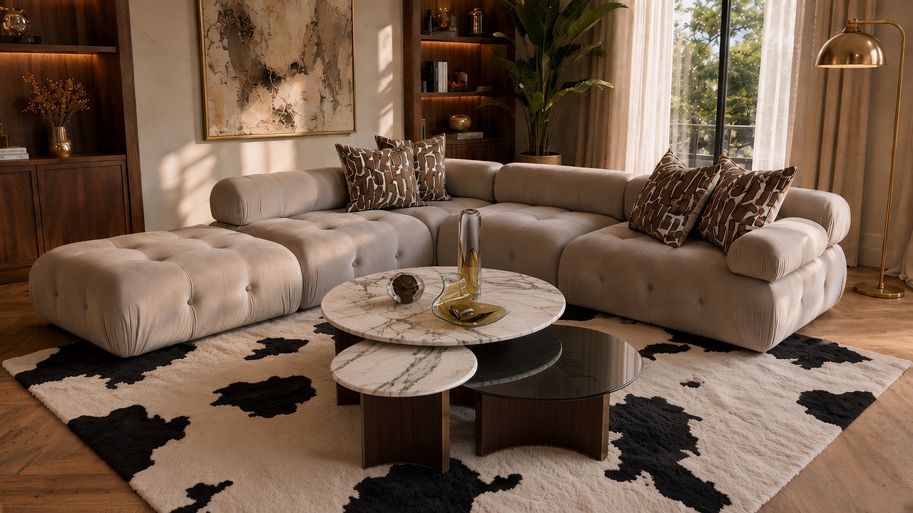 Bubble Corner Sofa in a styled living room scene